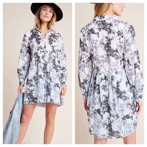 NWT Anthropologie Lavinia Embroidered Ombre Floral Shirtdress